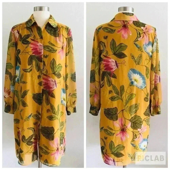 Ann Taylor Floral Marigold Shirtdress Dress - Picture 1 of 7